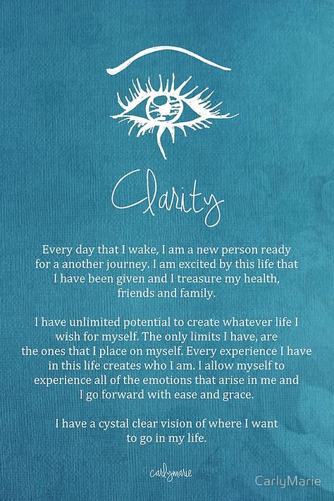 Affirmation - Clarity by CarlyMarie Meditation Relaxation, Morning Affirmations, Mind Body Soul, Spiritual Healing, Positive Life, Daily Affirmations, Spiritual Awakening, Positive Thoughts, Positive Thinking