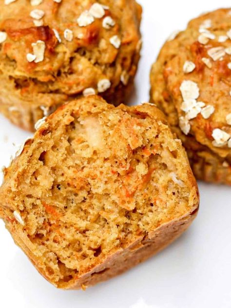 Best Apple Banana Carrot Muffins - Savas Kitchen Healthy Apple Banana Muffins, Apple Banana Carrot Muffins, Carrot Banana Muffins, Banana Apple Muffins, Carrot Muffins Easy, Carrot Pineapple Muffins, Carrot Oatmeal Muffins, Apple Oat Muffins, Apple Banana Muffins