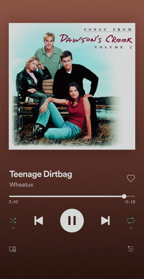 Teenage Dirtbag Song, Dr Post, Dawsons Creek, Music Poster, Songs, Feelings, Movie Posters, Music