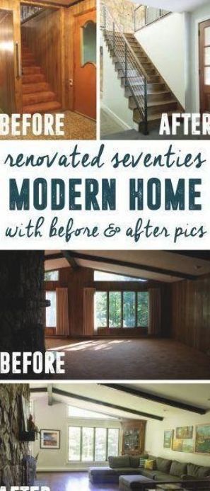 Split Level Remodel Interior Before And After, Split Level Before And After, 1970s Fixer Upper, 1968 House Remodel, 1970 Split Level House, Renovating 70s House, Split Level Bathroom Remodel, 1970 Remodel Before After, 1970 Home Remodel Before After