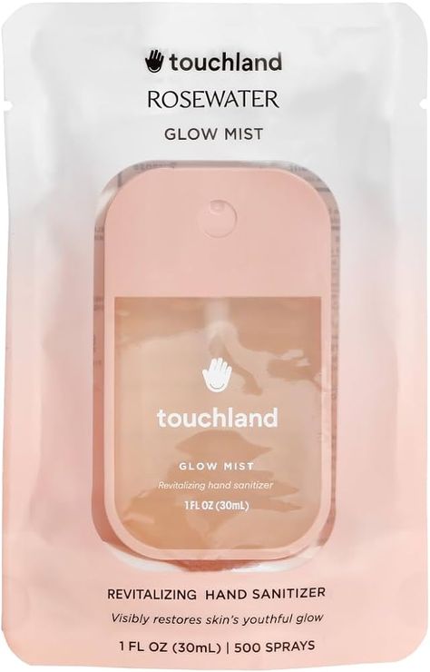 Amazon.com : Touchland Glow Mist Revitalizing Hand Sanitizer Spray, Rosewater scented, 500-Sprays each, 1FL OZ : Health & Household Sanitizer Aesthetic, Hand Sanitizer Spray, Sanitizer Spray, Sharpie Markers, Rosé Hands, School Teacher Gifts, Facial Mist, Mist Spray, Spray Pattern