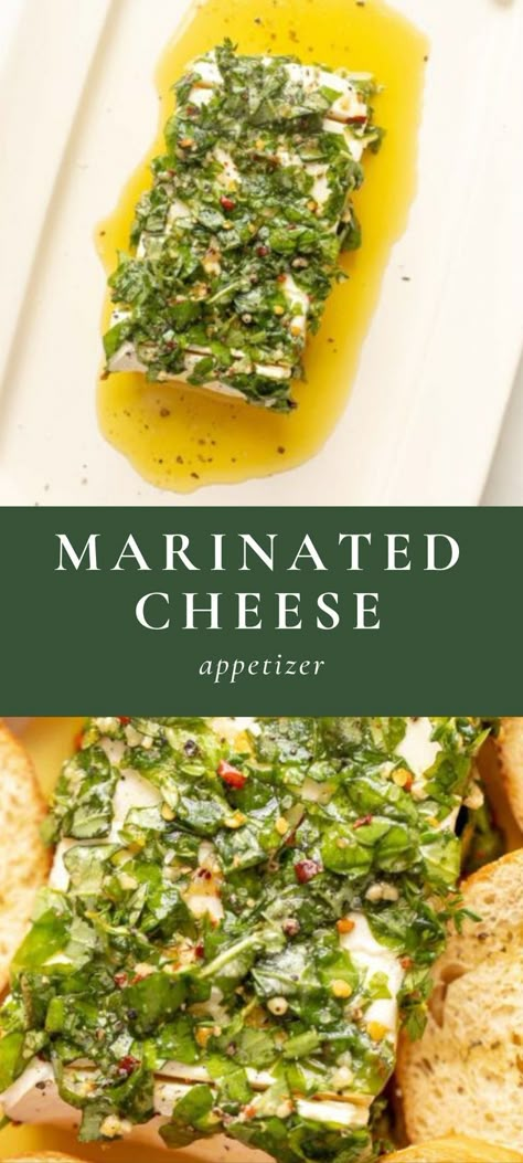 Easy Cream Cheese Appetizers, Cream Cheese Appetizer Recipes, Herb Cream Cheese, Marinated Cheese, Cheese Recipes Appetizers, Cream Cheese Appetizer, Goat Cheese Appetizer, Baked Goat Cheese, Cheese Appetizer