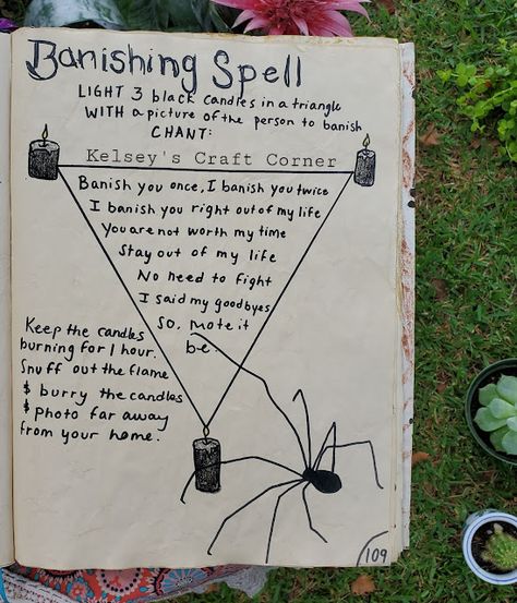 Kelsey's Craft Corner: Updated photos of spell book pages from my Stregheria Diy Spell Book, Spell Book Pages, Witchcraft Spells For Beginners, Banishing Spell, Revenge Spells, Spells For Beginners, Witch Spirituality, Magic Spell Book, Grimoire Book