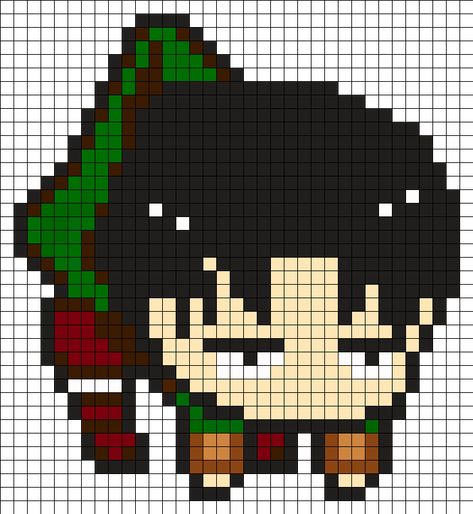 Levi Attack On Titan Perler Bead Pattern | Bead Sprites | Characters Fuse Bead Patterns Anime Pixel Art Grid, Levi Attack On Titan, Perler Beads Ideas, Modele Pixel Art, Piskel Art, Easy Pixel Art, Pixel Art Templates, Perler Art, Hama Beads Design