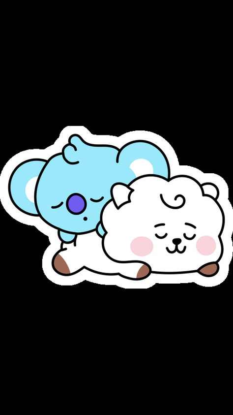 Usually, RJ the white alpaca is very active as he loves cooking and eating and usually only in that order. But he met Koya the blue koala, who is always sleeping, and RJ also fell asleep as well. Now... Rj And Koya, Koya And Rj, Bt21 Sleeping, Pop Stickers, Music Stickers, Chrome Web, Stickers Packs, Cute Characters, Boyfriend Pictures