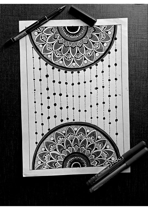 Very Difficult Mandala Art, Half Page Mandala Art, Unique Mandala Drawing, Aesthetic Mandala Art, Butterfly Drawings, Art Competition Ideas, File Decoration, Mandala Arts, Doodle Art For Beginners