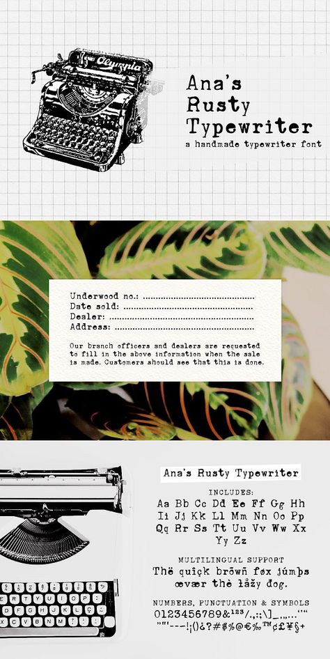 Typewriter Design Graphic, Typewriter Aesthetic, Font Typewriter, Old Typewriter Font, Typewriter Fonts, Digital Bujo, Number Tattoo Fonts, Underwood Typewriter, Document Design