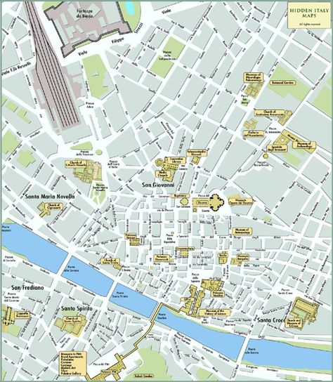 Detailed map of Florence 4 Florence Tourist Map, Map Of Florence Italy, Florence Map, Florence Italy Travel, Florence City, Florence Travel, Tourist Map, Italy Map, Holiday Painting