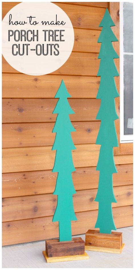 porch tree cut-outs Christmas Tree Wood Cutout, Wooden Christmas Tree Patterns Free Printable, Porch Tree, Porch Trees, Jigsaw Projects, Tree Cut Out, Wooden Trees, Tree Cut, Christmas Decorations Outdoor