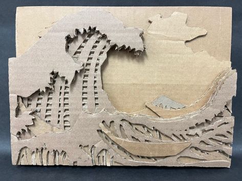 Cardboard Drawing Art, 3d Cardboard Art Projects, Cardboard Texture Art, Trash Art Recycled Easy, Cardboard 3d Art, Cardboard Layered Art, Cardboard Relief Sculpture, 3d Cardboard Art, Cardboard Art Projects