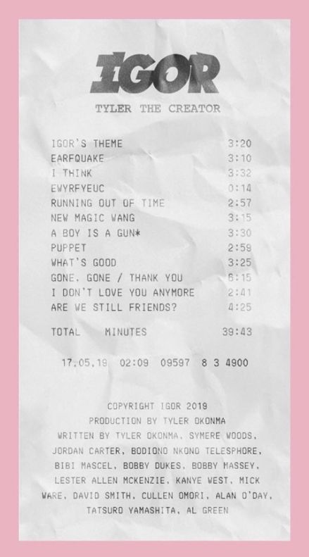 Tyler The Creator Receipt, Tyler The Creator Tickets, Alumb Covers, Tyler The Creator Songs, Phone Cover Stickers, Rap Album Covers, Grunge Posters, Rap Albums, Song List