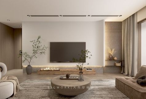 Rectangular Living Rooms, Tv Fal, Japandi Living Room, Japandi Living, Tv Room Design, Japandi Interior, 아파트 인테리어, Living Room Design Decor, Home Design Living Room