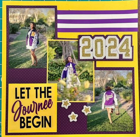 High School Scrapbook Ideas Senior Year, School Scrapbook Ideas, High School Scrapbook Ideas, Scrappy Doo, Senior Year Of High School, School Scrapbook, School Sports, Layout Ideas, Senior Year