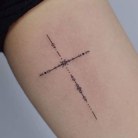 Tato Minimal, Arrow Tattoo Design, Minimal Tattoos, Cross Tattoos For Women, Tattoos For Girls, Rune Tattoo, Wicked Tattoos, Petite Tattoos, Red Ink Tattoos