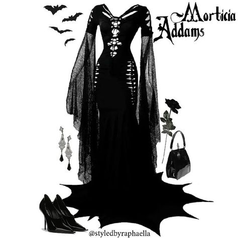 Morticia Inspired Outfit, Morticia Addams Dress Aesthetic, Vampire Outfit Aesthetic Dresses, Vampire Goth Dress, Morticia Addams Aesthetic Outfit, Morticia Addams 1991 Aesthetic, Morticia Addams Aesthetic, Morticia Addams Halloween, Vampire Goth Outfits Dresses