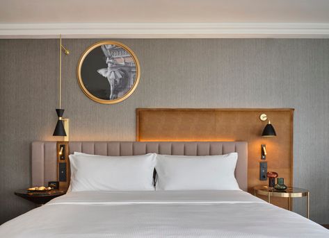 Hilton Frankfurt City Centre by THDP | Hotel interiors Bed Back Design, Bed Headboard Design, Bed Design Modern, Bedroom Bed Design, Bed Furniture Design, Hotel Interiors, Headboard Designs, Bedroom Furniture Design, Remodel Bedroom