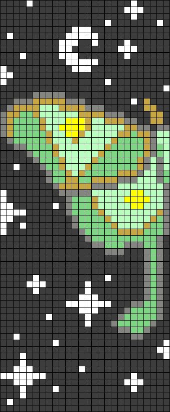 Luna Moth Perler Bead Pattern, Lunar Moth Cross Stitch, Luna Moth Cross Stitch Pattern Free, Luna Moth Cross Stitch Pattern, Lunar Moth Pixel Art, Luna Moth Perler Beads, Luna Moth Alpha Pattern, Luna Moth Pixel Art, Moth Pixel Art Grid