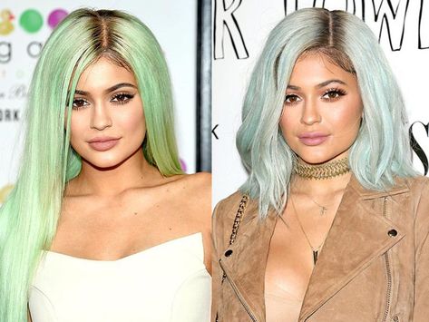 Kylie Jenner Purple, Kylie Jenner Bob, Kylie Jenner Blonde, Wearing Wigs, Pastel Wig, Celebrity Wigs, How To Wear A Wig, Purple Wig, Green Wig