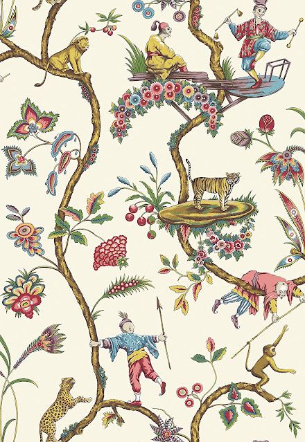 Chinoiserie Chic: Scalamandre icônico para um roubo Chinoiserie Patterns, Red Chinoiserie, Indian Animals, Chinoiserie Pattern, Wallpaper For Sale, Chinoiserie Wallpaper, A Wallpaper, Grand Designs, Wallpaper Collection