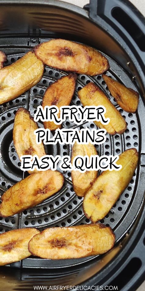 Crispy, golden-brown sweet plantains cooked in the air fryer, served on a white plate. Air Fried Plantains, Plantains Air Fryer, Air Fryer Plantains, Air Fryer Lunch, Plantains Recipe, Fried Plantain, Plantain Recipes, Healthy Version, Deep Frying