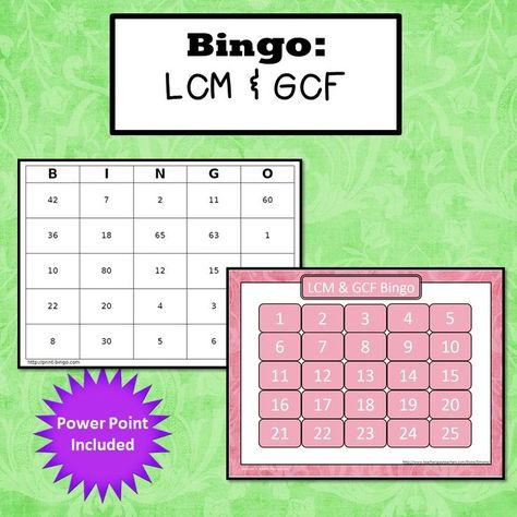 Lowest common multiple and greatest common factor Bingo. (LCM and GCF) Simone's Math Resources Hcf And Lcm Activity For Class 5, Gcf And Lcm Activities, Lcm Activities, Lowest Common Multiple, Gcf And Lcm, Lcm And Gcf, Greatest Common Factor, Math Bingo, Consumer Math