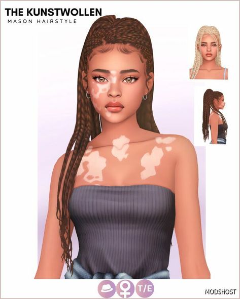 Download Mason Hairstyle for Sims 4 at ModsHost NOW! #female #long #afro #sims #sims4cc #gaming #videogames #hair #mods Maxis Mach Sims 4 Hair, The Kunstwollen Sims 4, Updo Sims 4 Cc, Makeup Cc Sims 4 Maxis Match, Sims 4 Cc Braids Maxis Match, Sims 4 Braids Cc Maxis Match, Sims 4 Braided Hair, Sims 4 Braided Hair Cc, Sims 4 Cc Hair Updo