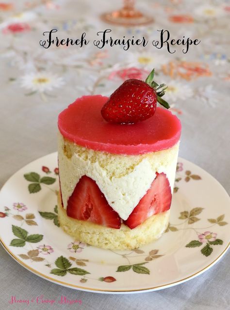 Le Fraisier - a French Strawberry Cake with recipe! Fraisier Recipe, Fraisier Cake, Red Birthday Cakes, Inside Cake, Cake Liner, French Cake, Strawberry Cake Recipes, French Dessert, French Desserts