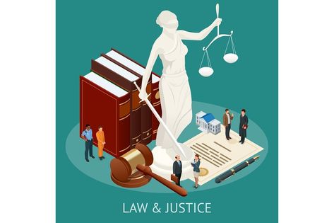 Isometric Law and Justice concept. Law theme, mallet of the judge, scales of justice, books, statue of justice vector illustration Justice Statue, Hot Wheels Garage, Scales Of Justice, Law And Justice, Employment Law, The Judge, Legal Services, Photography Wallpaper, Legal Advice