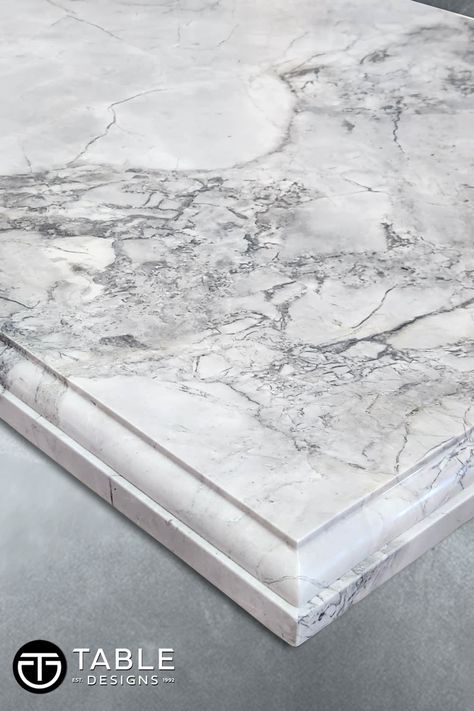 2CM Carrara Marble Table Top with Custom Edge Profile Detail Counter Top Edge Options, Marble Edge Detail, Table Edge Detail, Countertops Edges, Marble Moulding, Marble Molding, Quartz Dining Table, Marble Dinning Table, Counter Top Edges