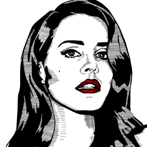 Lana Del Rey  Illustration by Malcolm Montgomery   www.hellomalcolm.com Lana Del Rey Illustration, Lana Del Rey Drawing, Rey Drawing, Lana Del Rey Art, Drawing Easy, Vector Illustrations, Minimalist Poster, Easy Paintings, Lana Del Rey