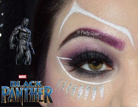 Black Panther Makeup look Black Panther Inspired Makeup, Wakanda Makeup Ideas, Black Panther Makeup, Panther Makeup, Marvel Makeup, Halloween 2022, Full Face Makeup, Beauty School, Full Face