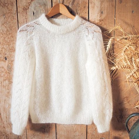 Mohair Sweater Pattern Free Knitting, Cashmere Sweater Pattern, Clouds Sweater, Lace Sweater Pattern, Mohair Sweater Pattern, Vintage Sweater Pattern, Up In The Clouds, Summer Knitting Patterns, Crochet Sweater Free