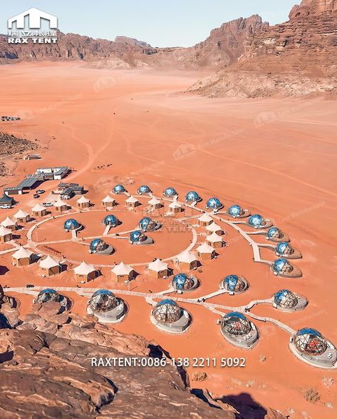 RAXTENT Classic Case🔥🔥 - 025, JO, Jordan, 6m and 7m glass dome tents for glamping hotel Nestled amidst the mesmerizing landscapes of Jordan's Wadi Rum desert lies the enchanting Aicha Memories Luxury Glamping Site, where the magic of glass dome tents comes to life. This extraordinary project, initiated in March 2019 and open for business by May of the same year, epitomizes luxury and comfort amidst the rugged beauty of the desert.🥳 The site's layout, inspired by the national flower of Jorda... Luxury Glamping, National Flower, Glamping Site, Wadi Rum, Dome Tent, Glass Dome, Glass Domes, The Desert, Glamping