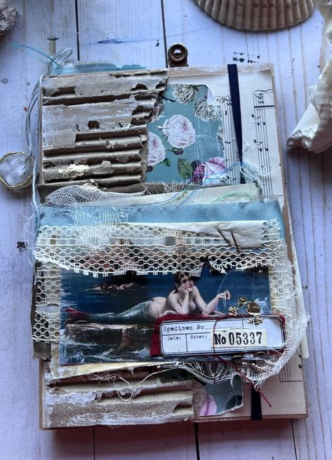 Mermaid Junk Journal, Ocean Journal, Junk Journals For Sale, Journal Items, Mermaid Journal, Graphic Fairy, Real Life Mermaids, Art Journal Love, Siren Core