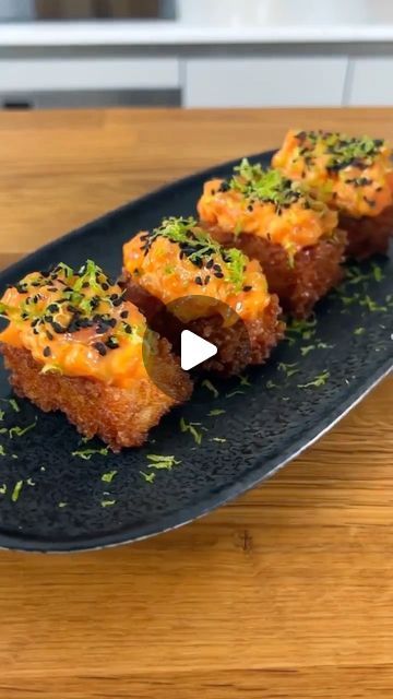 How To Meal Prep on Instagram: "Crispy rice & spicy salmon 🍣 by: @samseats 

Absolutely delicious. No other words needed. Full recipe below…

Serves 6-8

Ingredients:

Sushi rice 436g / 2 cups
Water 480g / 2 cups
Rice seasoning 65ml (if making own, use a 2:1 ratio of rice vinegar (42g) and sugar (21g), with a pinch of salt.
Salmon 500g - finely diced ("sushi grade" - ask you local fishmonger for salmon to eat raw and they will be able to help)
Mayonaise 3 tbsp (preferably kewpie)
Sriracha 2 tbsp (personal preference on how spicy I want it)
Salt (to taste)

Method:

1. Start by rinsing the sushi rice in water. Repeat 3 of 4 times until the water runs clear. This helps remove any excess starch on the outside of the rice. Add the 400g / 2 cups of fresh water to the strained and washed rice. Spicy Salmon With Crispy Rice, Shrimp Crispy Rice Sushi, Crispy Rice Smoked Salmon, Spicy Salmon Crispy Rice, Salmon Rice Seaweed Tiktok, Rice Seasoning, Crispy Rice, Spicy Salmon, Seasoned Rice