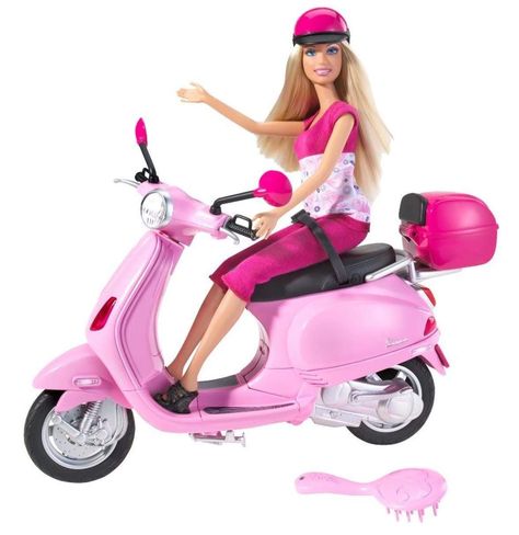 Adorable Scooter Art......., well why not! Pink Vespa, Fairy Fancy Dress, Pink Helmet, Robert Duncan, Steffi Love, Dress Barbie Doll, Im A Barbie Girl, Barbie Style, Vespa Scooters