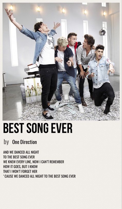 minimal poster of the song best song ever by one direction One Direction Best Song Ever Pictures, 1d Best Song Ever, One Direction Posters Aesthetic Vintage, One Direction Posters Wall, Best Song Ever Music Video, You And I Song, Best Song Ever One Direction, Perfect One Direction, 1d Nails