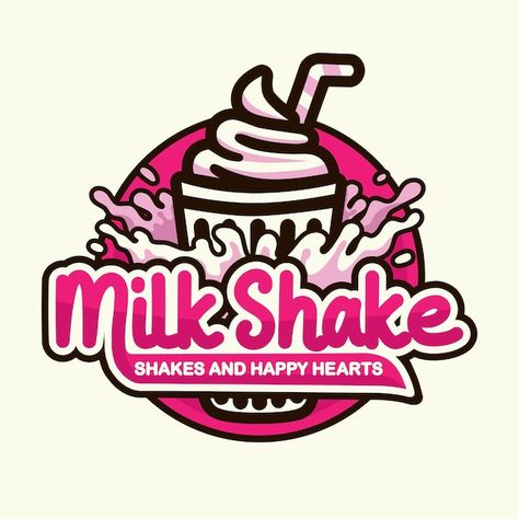 Shake Logo, Latest Graphic Design, Milk Shake, Happy Heart, Graphic Resources, Milk, Logo Design, Graphic Design, ? Logo