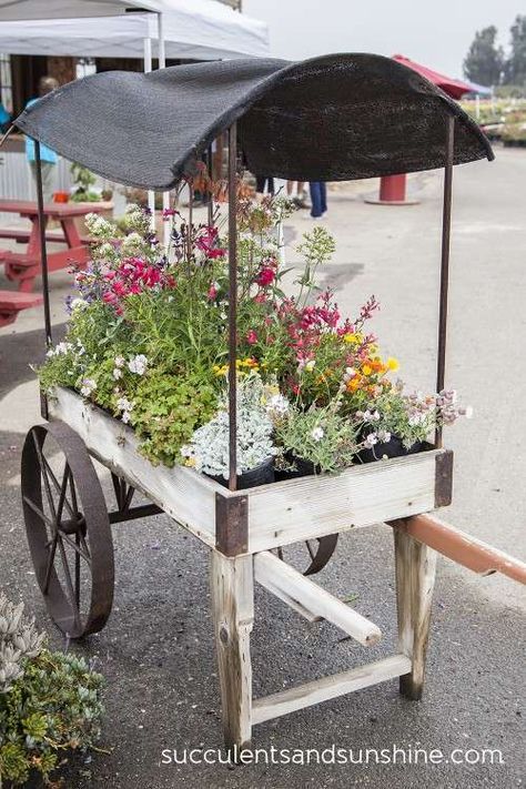 Flower Carts, Yard Cart, Succulent Display, Garden Cart, Flower Truck, Diy Bird Feeder, Flower Cart, Wooden Decoration, Flower Farmer