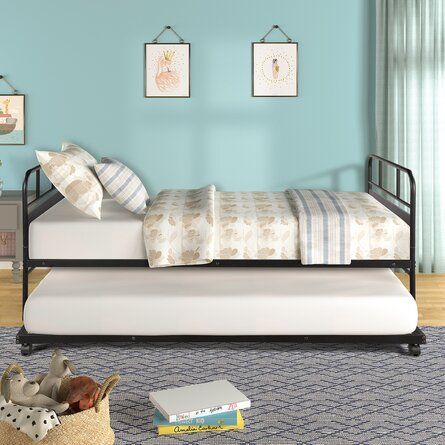 Metal Daybed With Trundle, Twin Platform Bed Frame, Twin Daybed With Trundle, Metal Daybed, Steel Bed Frame, Twin Platform Bed, Top Beds, Daybed With Trundle, Twin Bed Frame