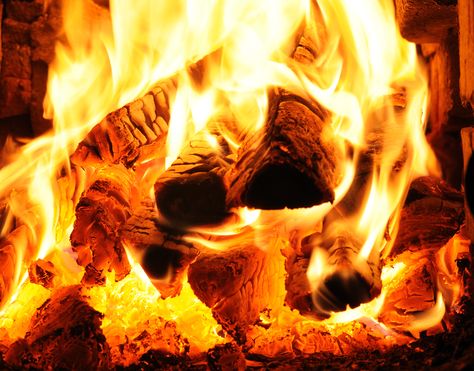 A: Every time wood is burned a many different chemical reaction occur. Wood combust, giving it an exothermic reaction when lit on fire. When this wood is combusted, it gives off gases like carbon dioxide. This is what gives a campfire its smoky smell. C6H12O6 + 6O2 (reactants) = 6CO2 + 6H2O (product) Fireplace Screensaver, Exothermic Reaction, Tree Surgeons, Great Fire Of London, Tree Felling, Chemical Reaction, London Areas, Rocket Stoves, Wood Logs