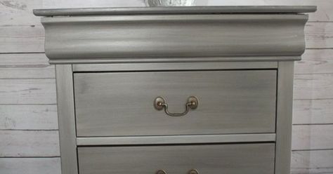 Refinished Bedroom Furniture, Steel Nightstand, Vintage Filing Cabinet, Metallic Painted Furniture, Refinish Furniture, Dresser Redo, Bedroom Furniture Makeover, Painted Bedroom Furniture, Furniture Painting Techniques