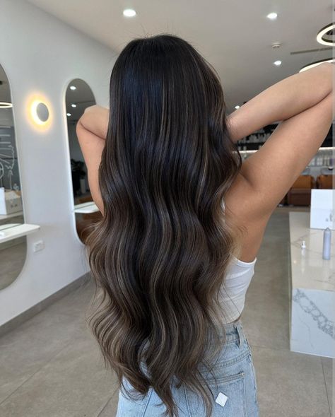 Balayage Highlights On Dark Hair, Brown Balayage Highlights, Sunkissed Hair Brunette, Dark Brown Hair Balayage, Highlights On Dark Hair, Sunkissed Hair, Black Hair Balayage, Dark Brunette Hair, Brown Hair Looks