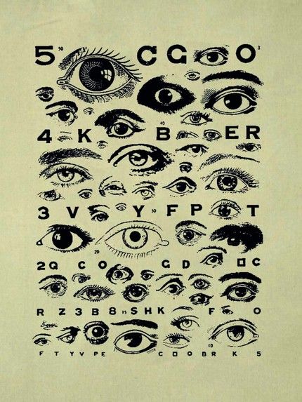 Eye chart Vintage Eye Illustration, Eye Chart Art, Multiple Eyes, Eye Care Tips, Eye Poster, Close Up Art, Free Typeface, Eye Illustration, Eye Chart