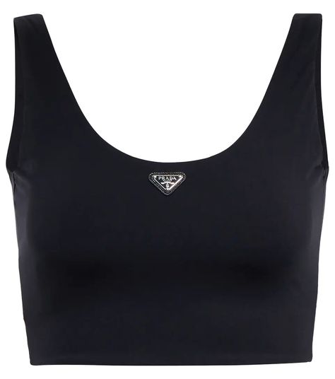 Prada - Logo crop top | Mytheresa Prada Outfits, Prada Clothes, Sportswear Outfits, Prada Top, Tøp Aesthetic, Pretty Blouses, Cropped Tops, Fashion Gallery, Kpop Outfits