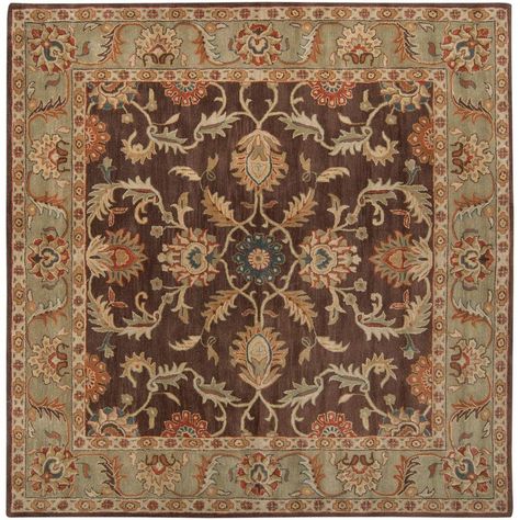 Artistic Weavers John Brown 4 ft. Square Area Rug-JHN-1009 - The Home Depot John Brown, 9 Square, Square Area Rugs, Surya Rugs, Unique Color Combinations, Square Rug, Brown Area Rugs, Floral Border, Brown Rug