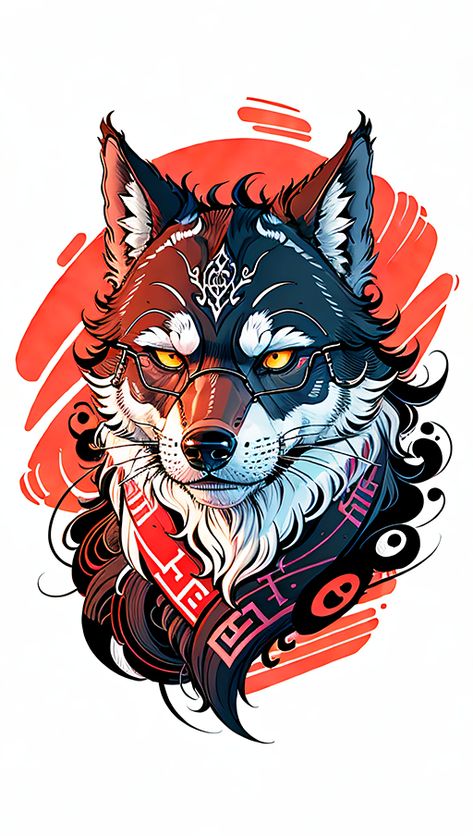 Cool wolf with glasses, vector image, clean backdrop, and graphic art t-shirt design Wolf T Shirt Design, Dtf Print Designs Tshirt Png, Dtf Print Designs Tshirt, Wolf Vector, Magical Wolf, Cool Wolf, Gym Tshirt, Wolf Graphic, Anime Rapper