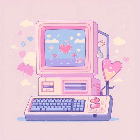 8 Bit Adorable Tech::… | Instagram Pc Drawing, Tech Illustration, Egg Wallpaper, Kawaii Pastel Aesthetic, Galaxy Aesthetic, Pink Games, Cute Website, Cute App, Pixel Art Design