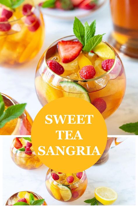 Add sweet tea to a classic white wine sangria recipe for a unique Southern-inspired sangria! Sweet Tea Sangria is such a refreshing and fruity summer drink that’s perfect for summer parties and celebrations! Sweet Sangria Recipes, Lychee Sangria, Sweet Tea Sangria, Sweet Sangria Recipe, Fruity Summer Drinks, Tea Sangria, Wine Sangria Recipe, White Wine Sangria Recipe, Easy Sangria Recipes