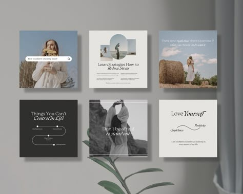 Insta Post Template, Ethereal Instagram, Wellness Social Media, Luxury Template, Mental Coach, Instagram Grid Design, Instagram Pro, Social Media Branding Design, Health Post